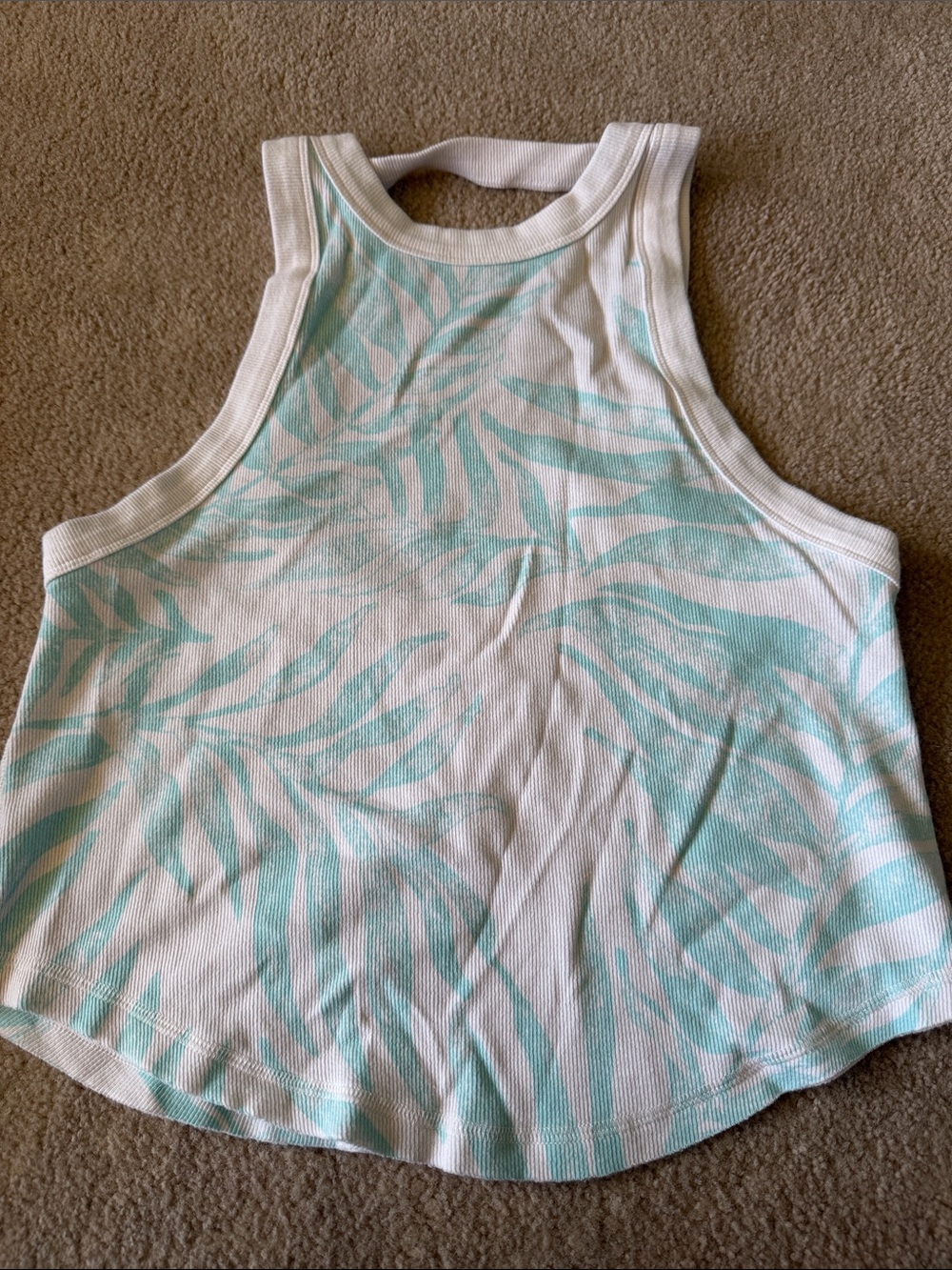 💕5/$25 Free People White Tank Top with Mint Leaf Print